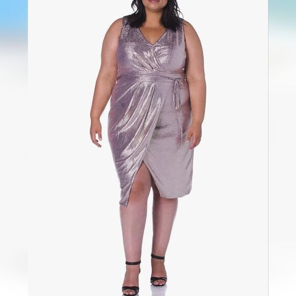 RACHEL Roy NWT Women's Plus Size Brigette Foil Dress Sleeveless Cocktail 2X‎ - Picture 1 of 11